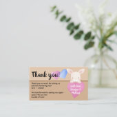 ベージュ ハート かわいい 赤ちゃん ウサギ ありがとう エンクロージャーカード (スタンド正面)