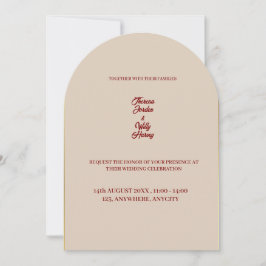 ベージュ&バエレガントルガンディフローラ結婚式招待状 招待状