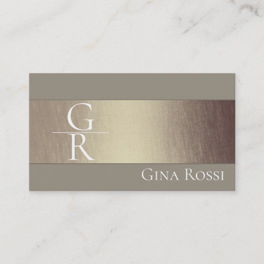 ベージュ&バラ金ゴールドミニマル 名刺 (正面)