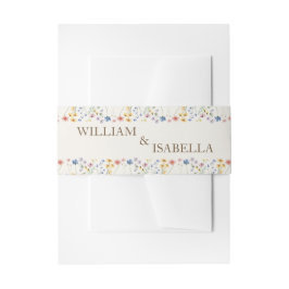 ベージュ パステル ワイルドフラワー 招待状ベリーバンド