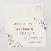 ベージュ パステル ワイルドフラワー 案内ポストカード (正面/裏面)