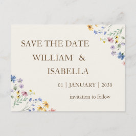 ベージュ パステル ワイルドフラワー 案内ポストカード