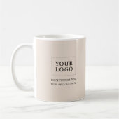 ベージュ |ビジネスミニマルロゴのプロモーション コーヒーマグカップ (左)