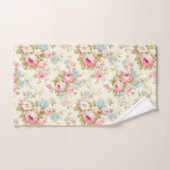 ベージュ ピンク ブルー 花柄 水彩 シャビー シック バスタオルセット (ハンドタオル)