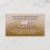 ベージュ フラワーポニー 馬術トレーナー 茶色の馬 名刺 (裏面)