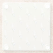 ベージュ フラワー ボヘミアンビタミン ボタニカルパターン ガラスコースター (裏面)