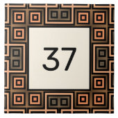 ベージュ&ブラウンシックファンシーデコハウスナンバープラーク タイル (正面)