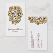 ベージュ&ブラウンライオンヘッドシュガースカル 名刺 (正面/裏面)