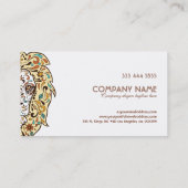 ベージュ&ブラウンライオンヘッドシュガースカル 名刺 (裏面)