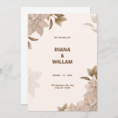 ベージュ ブラウン エレガントな美観の結婚式招待状 招待状 (正面/裏面)
