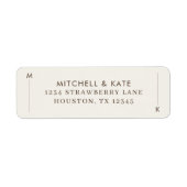 ベージュ ブラウン シンプルライン モノグラム ウェディング ラベル (正面)