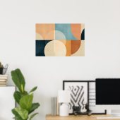 ベージュ、ブラウン、ブラックの半円 ポスター (ホームオフィス)