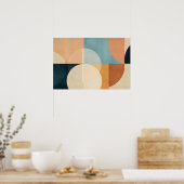 ベージュ、ブラウン、ブラックの半円 ポスター (キッチン)