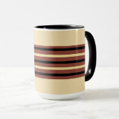 ベージュ、ブラウン、ブラックストライプのコーヒーマグカップ マグカップ (正面右)