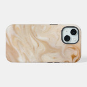 ベージュ ブラウン マーブル iPhone 15ケース (裏面横)