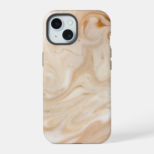 ベージュ ブラウン マーブル iPhone 15ケース (裏面)