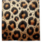 ベージュ&ブラックヒョウのファーアニマルプリントスポット シャワーカーテン (正面)