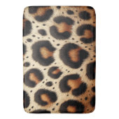 ベージュ&ブラックヒョウのファーアニマルプリントスポット バスマット (正面縦)