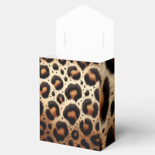 ベージュ&ブラックヒョウのファーアニマルプリントスポット フェイバーボックス (オープン)