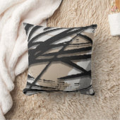 ベージュ&ブラック抽象芸術ウォーターカラー装飾用クッション クッション (ブランケット)