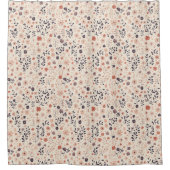 ベージュ ブラッシュ ピンク ブルー コーラル ボヘミア ワイルドフラワーズ シャワーカーテン (正面)