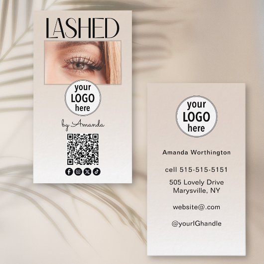 ベージュ ブラッシュ ラッシュ ロゴ QR コード ソーシャル 名刺