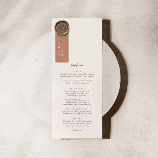 ベージュ&ブルゴーニュエレガントミニマル結婚リストのメニュー メニュー