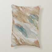 ベージュ&ブルーウォーターカラー抽象芸術大理石 アクセントクッション (裏面(縦))