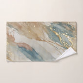 ベージュ&ブルーウォーターカラー抽象芸術大理石 バスタオルセット (ハンドタオル)