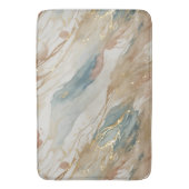 ベージュ&ブルーウォーターカラー抽象芸術大理石 バスマット (正面縦)
