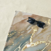 ベージュ&ブルーウォーターカラー抽象芸術大理石 ビーチタオル (インサイチュ)