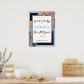 ベージュ&ブルーバー(ユダヤ教の)バル・ミツバーウェルカムサイン ポスター (キッチン)