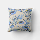 ベージュ ブルー コーラル リーフ ビーチィ シーライフ 魚 海洋 クッション (裏面)