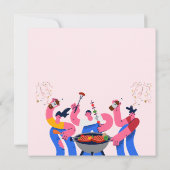 ベージュ ブルー BBQ セーブ・ザ・デート フラットカード (裏面)