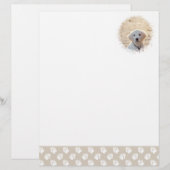 ベージュ&ホワイトの肉球カスタムペット写真テンプレート レターヘッド (正面/裏面)