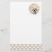 ベージュ＆ホワイトの肉球カスタムペット写真テンプレート 便箋 (正面)