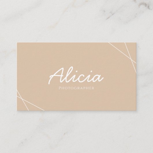 ベージュ&ホワイトフォトグラファープロフェッショナルスキャナブル 名刺 (正面)
