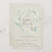 ベージュ+ホワイトフローラリースイースターブランチ 招待状 (正面/裏面)