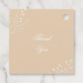 ベージュ ホワイト コーナー フローラル ボヘミア ウェディング フェイバータグ (裏面)