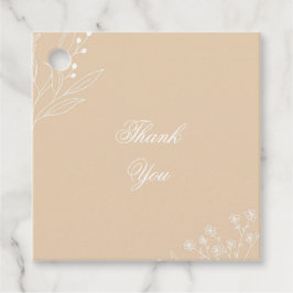 ベージュ ホワイト コーナー フローラル ボヘミア ウェディング フェイバータグ