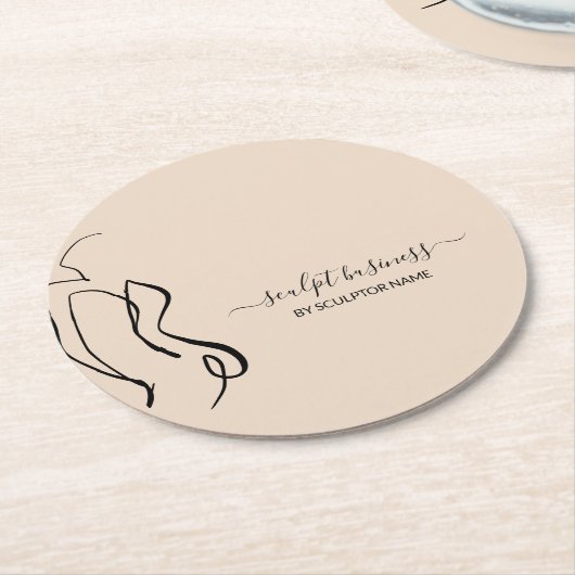 ベージュ ボディ スカルプティング コントゥアリング エステティクス ラウンドペーパーコースター (アングル)