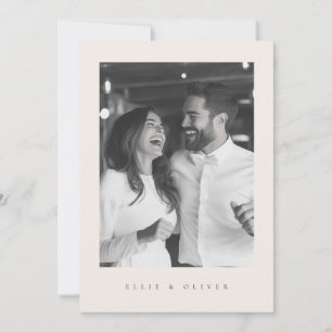ベージュ・ボホモダン写真結婚ズ 招待状