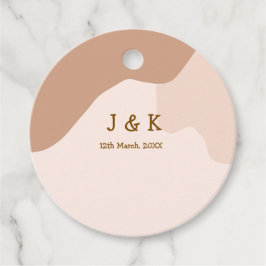 ベージュ ボホ カーブ オレンジ ウェディング ネーム デート フェイバータグ