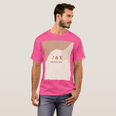 ベージュ ボホ カーブ オレンジ ウェディング 名前 日付 Tシャツ (正面フル)