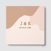ベージュ ボホ 曲線 オレンジ 結婚式 名前 日付 ゲストブック (裏面)
