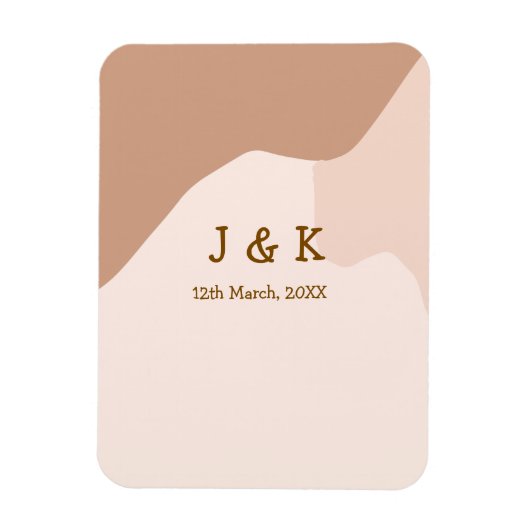 ベージュ ボホ 曲線 オレンジ 結婚式 名前 日付 マグネット (縦)