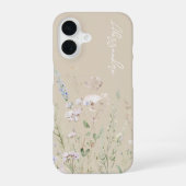 ベージュ ボホ 水彩の野の花 iPhone 16ケース (裏面)