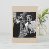 ベージュ ミニマリスト エレガント フォト セーブ・ザ・デート 招待状 (スタンド正面)