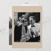 ベージュ ミニマリスト エレガント フォト セーブ・ザ・デート 招待状 (正面/裏面)