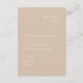 ベージュ ミニマリスト エレガント RSVP カード (正面)